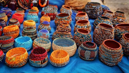 moroccan pottery in market