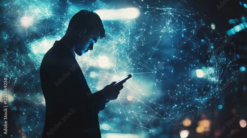 Aufkleber businessman using mobile smart phone. business global internet connection application technology and