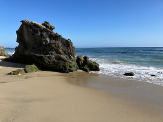 View of the rock formations along the Laguna Beach coastline in Southern California