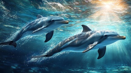 Fototapeta premium Dolphins in the sea