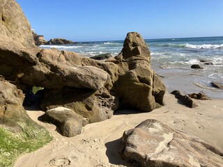 Rock formations along the Laguna Beach coastline in Southern California
