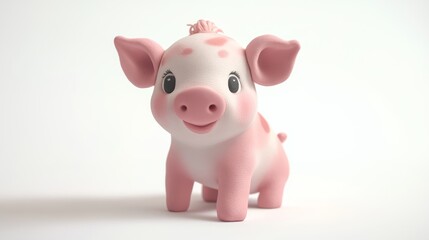 Plasticine baby animal 3D rendering sculpture isolated on white