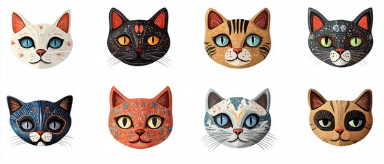 Whimsical Cat Face Patterns for Creative Design Projects