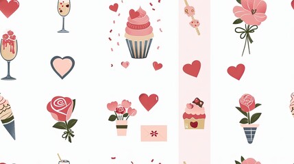 Valentine's Day elements clip art set