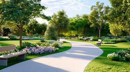 Elderly Woman in Geriatric Garden with Caregiver Support and Walker
