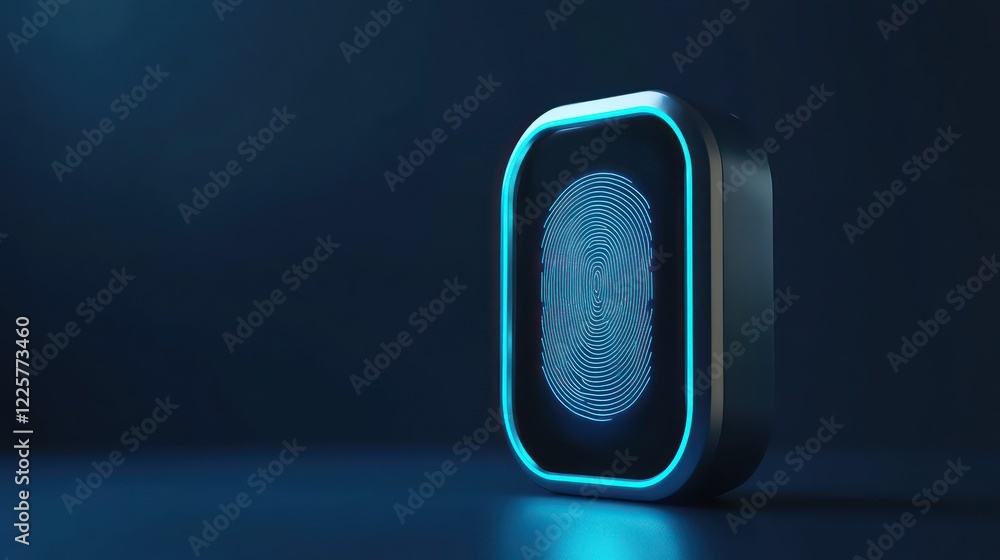 Aufkleber 3d fingerprint access control device authorization personal icon isolated on blue background. 3d ren