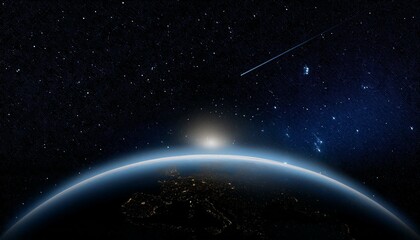 Obraz premium 어두운 하늘을 배경으로 한 행성의 밤 장면