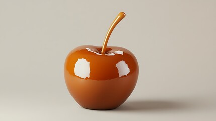 Glossy caramel apple with stick