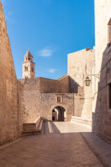 Old Town Dubrovnik. Photo of empty streets, old architecture.