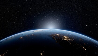 Obraz premium 어두운 하늘을 배경으로 한 행성의 밤 장면