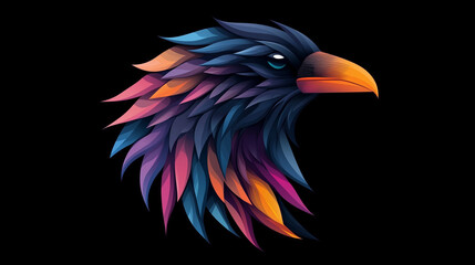 Fototapeta premium a colorful raven head with a black background