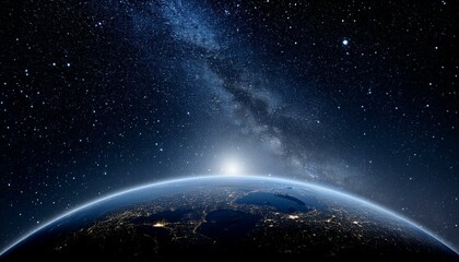 Obraz premium 어두운 하늘을 배경으로 한 행성의 밤 장면