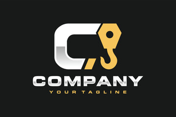 letter C hook crane logo
