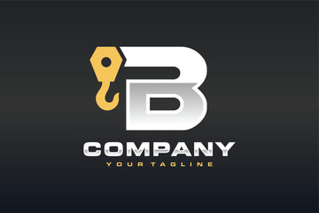letter B hook crane logo