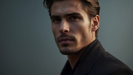 profile photograph of a handsome man with strong features and a sharp jawline