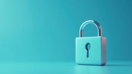 Fototapeta premium 3d Fingerprint padlock icon isolated on blue background. Biometric verification. Touch ID 3D render