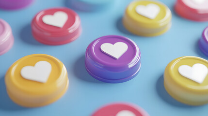 Fototapeta premium social media like notification icon with heart symbol. Social media success concept - 3d rendering