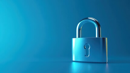 Fototapeta premium 3d Fingerprint padlock icon isolated on blue background. Biometric verification. Touch ID 3D render