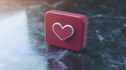 Fototapeta premium social media like notification icon with heart symbol. Social media success concept - 3d rendering