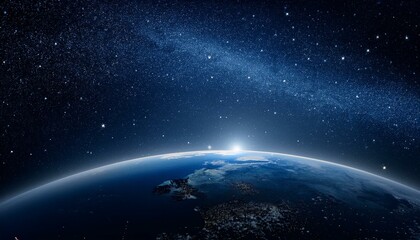 Obraz premium 어두운 하늘을 배경으로 한 행성의 밤 장면