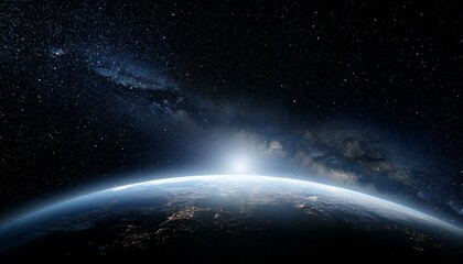 Fototapeta premium 어두운 하늘을 배경으로 한 행성의 밤 장면