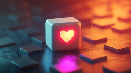 social media like notification icon with heart symbol. Social media success concept - 3d rendering


