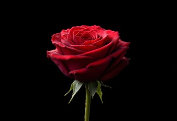 Fototapeta premium Symbolic roses bloom vividly in deep red tones, evoking passion and love against a dark backdrop, creating a striking contrast.