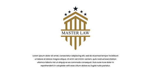 legal logo with the concept of the symbol of the pillar of justice, creative premium for lawyers and law firms
