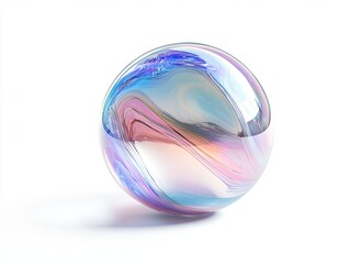 Isolated 3D pastel bubble with pink-blue gradient. Glossy abstract geometric object render