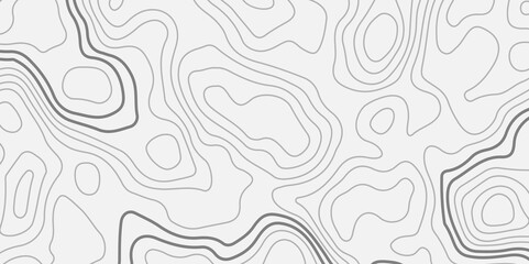 The grey white on black contours vector topography stylized height of the lines. The concept of a conditional geography scheme and the terrain path. Ultra wide. Map vector terrain Illustration.  