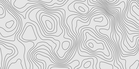 The grey white on black contours vector topography stylized height of the lines. The concept of a conditional geography scheme and the terrain path. Ultra wide. Map vector terrain Illustration.  