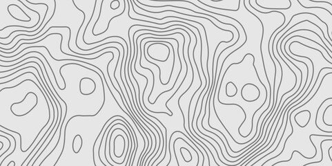The grey white on black contours vector topography stylized height of the lines. The concept of a conditional geography scheme and the terrain path. Ultra wide. Map vector terrain Illustration.  