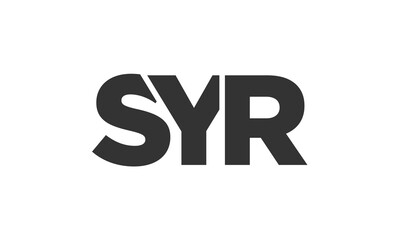 SYR logo design template with strong and modern bold text. Initial based vector logotype featuring simple and minimal typography. Trendy company identity.