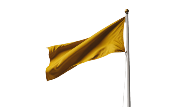 a yellow flag develops on a transparent background