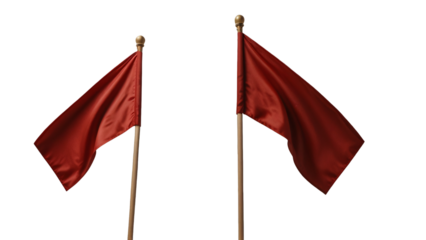 3d flag. red flag on a transparent background