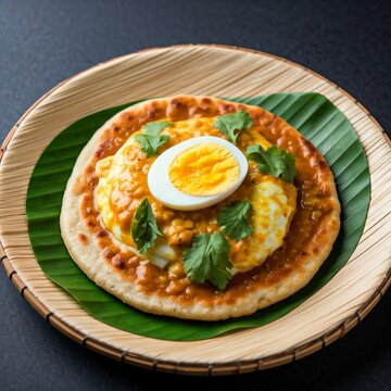 indian parotta with sliced egg 