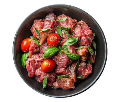 Tagliata di manzo isolated on transparent background