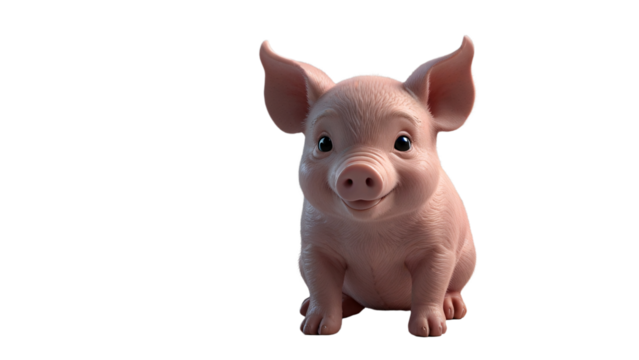 piglet on a transparent background. 3d pig