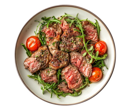 Tagliata di manzo isolated on transparent background
