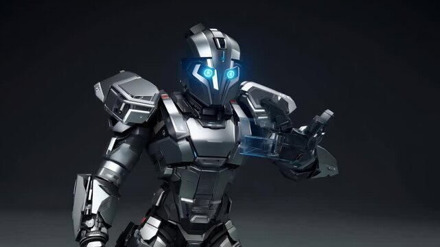 stunning 3D rendering of a cyborg warrior equipped with artificial general intelligence warming up for battle in a dark environment