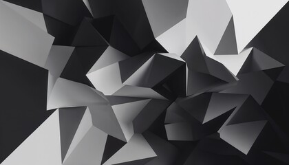Abstract geometric background with overlapping black and white triangles in a sharp design