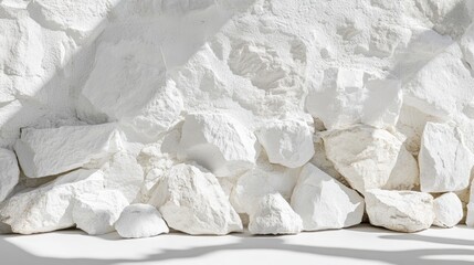 Obraz premium White cosmetic background of stones and wall with shadows Free space for your decoration