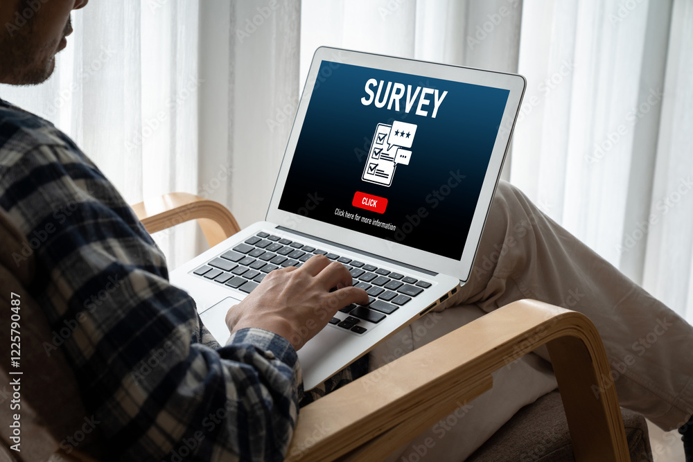 Poster online survey form for modish digital information collection on the internet network