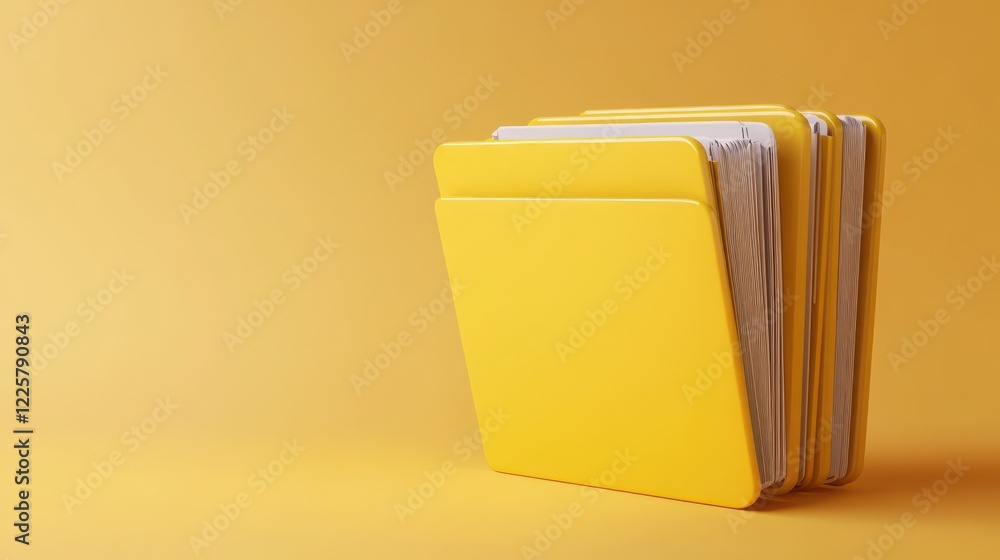 Aufkleber 3d folder file icon. minimal yellow office files folder data storage bank 3d render