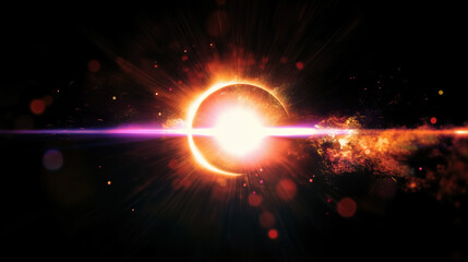 Obraz premium Lense flare overlay on black background. The background can be remove with a blending mode like screen