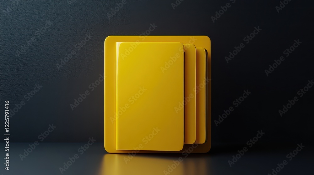 Poster 3d folder file icon. minimal yellow office files folder data storage bank 3d render