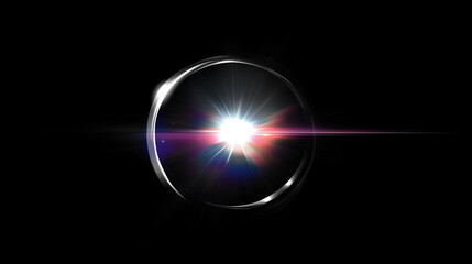 Obraz premium Lense flare overlay on black background. The background can be remove with a blending mode like screen.