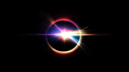 Fototapeta premium Lense flare overlay on black background. The background can be remove with a blending mode like screen.