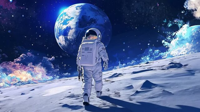 Astronaut Walking on the Moon