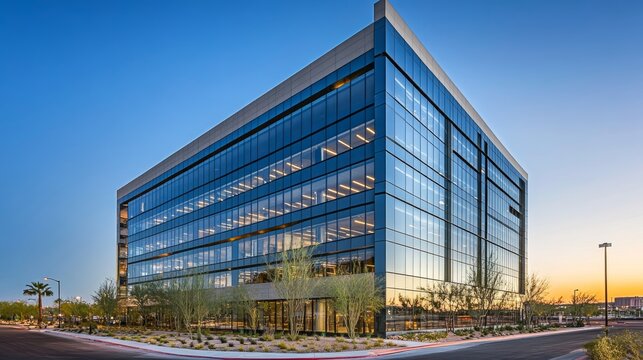 Contemporary architectural office building urban landscape per